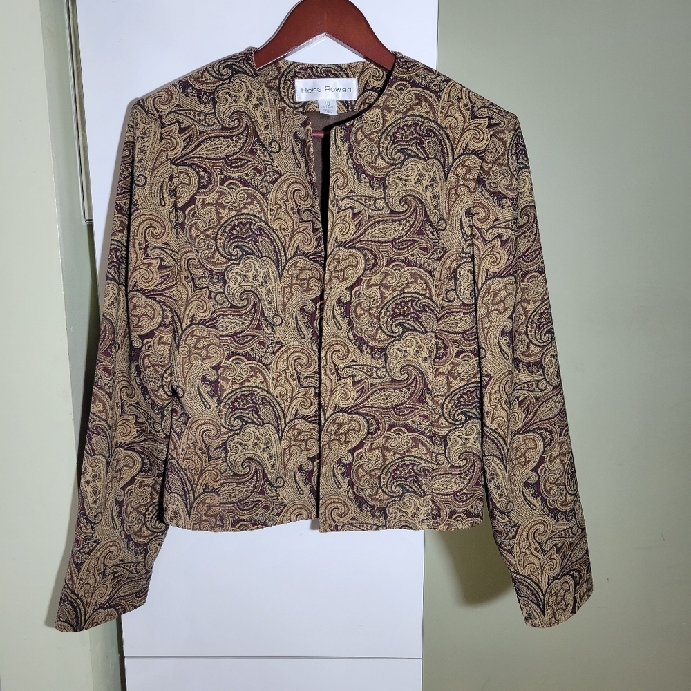 Rena Rowan Beige and Brown Paisley Blazer